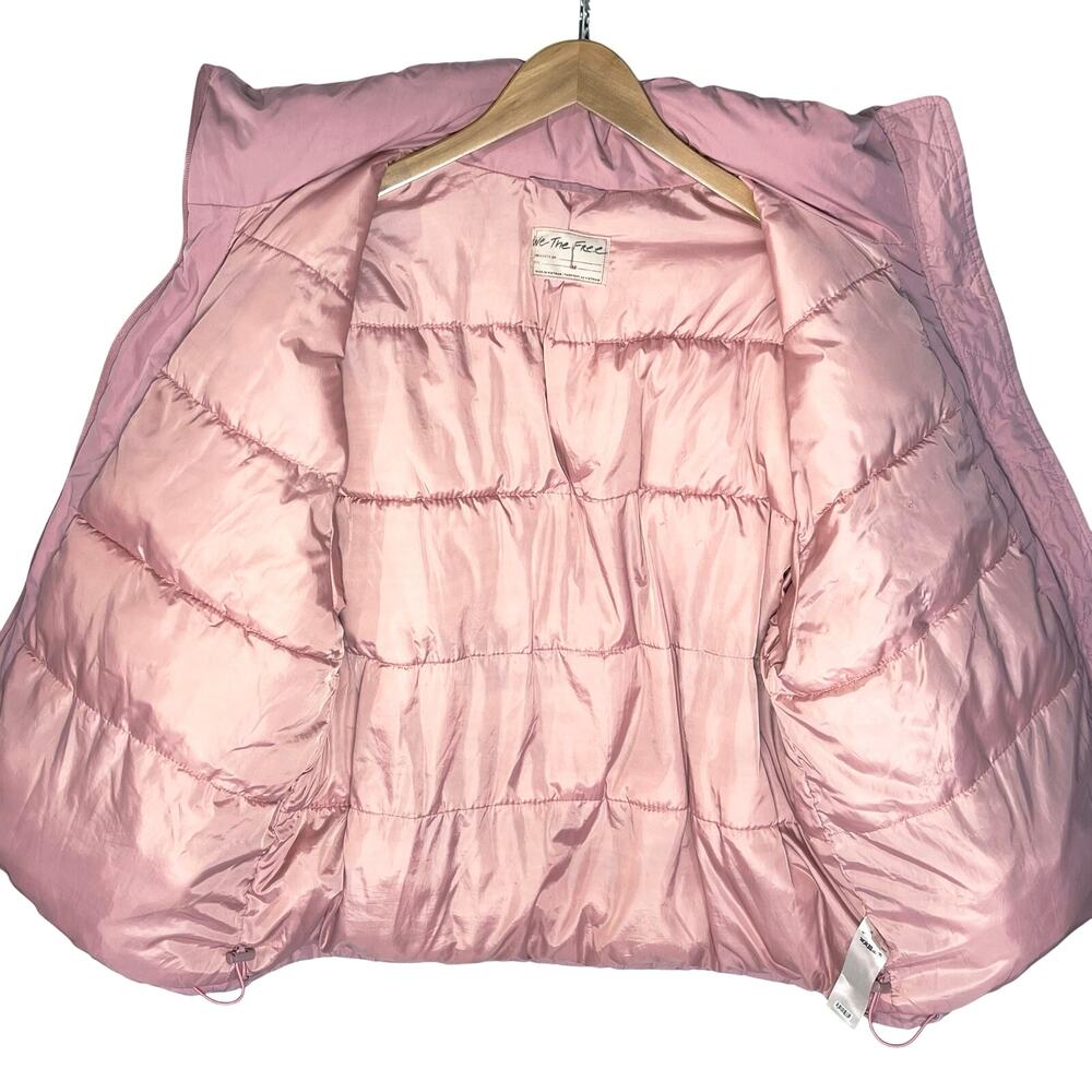 FREE PEOPLE x WE THE FREE Women’s Pink Duvet Puffer Bomber Jacket - Picture 6 of 7